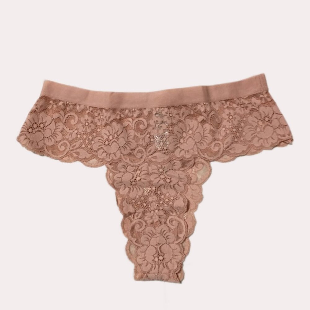 We Are HAH Free People Spin Me Panty Copper Rose Lace Lingerie-XL
